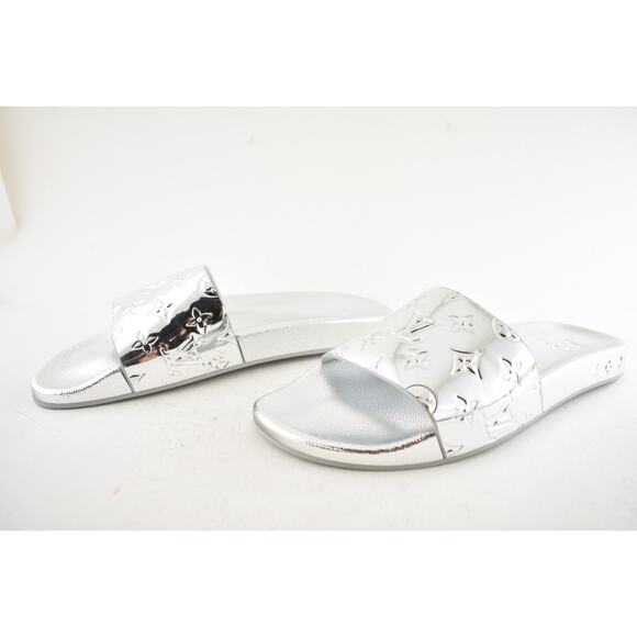 Louis Vuitton Waterfront Mule Chrome Mirror Silver LV Slide Sandal UK 9 US 10 11 - Picture 11 of 14